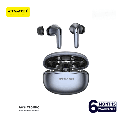 Awei T90 2 in 1 ENC Wireless Bluetooth Earbuds With Mic Noise Reduction Headphones