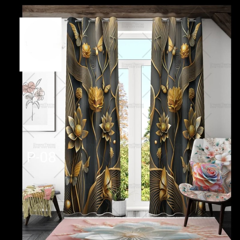 2 Piece 3D Print Premium curtain