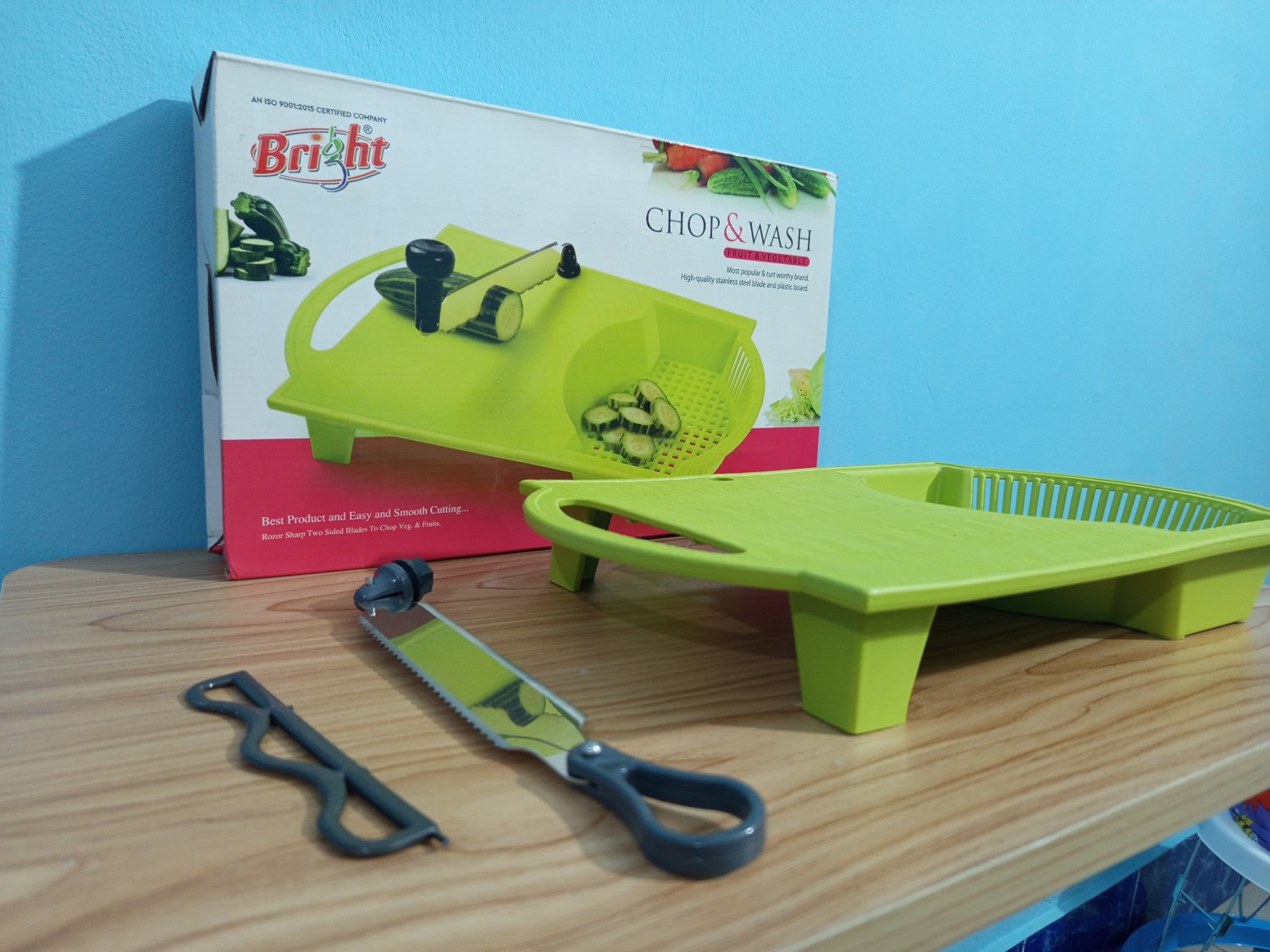 Bright Chop & Wash 14 inch x 9.3 Plastic Chopping Board