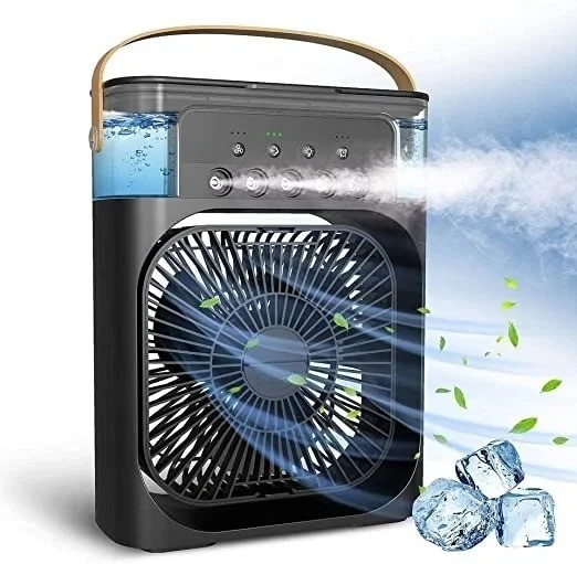 Rechargeable 3 In 1 Air Cooling USB Fan with LED Night Light Water Fan