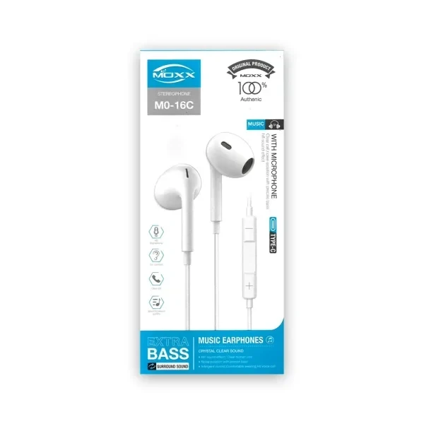 MOXX Music Type-C Earphone (MO-16c) | In-Ear Design | Input Type Type-C | Powerful Deep Bass