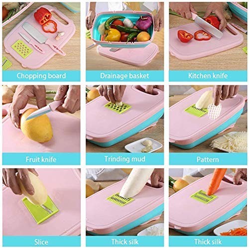 9-In-1 Cutting Board Foldable Fruit and Vegetable Filter Basin Slicer Cutter