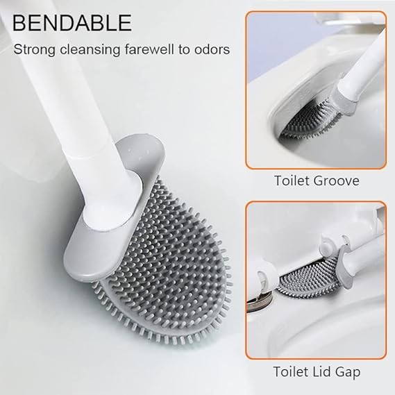 Silicone Toilet Brush Wall-Mounted Leak-Proof Base Sanitary Brush